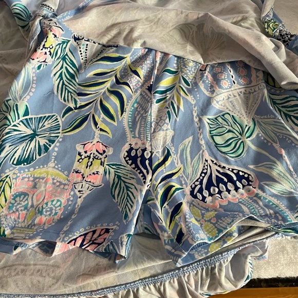 LILLY PULITZER Jessalynne Wrap Romper Blue Peri Lapis Lanterns - Picture 13 of 16